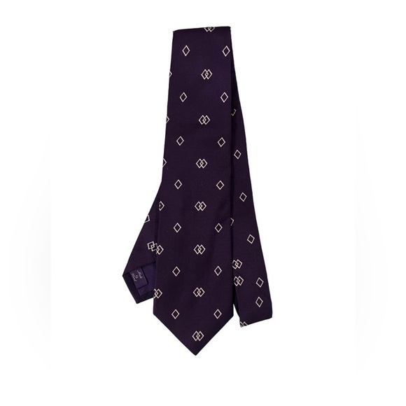 New RALPH LAUREN PURPLE LABEL Men Purple/white 100% Silk  Tie Made In  Italy - Picture 3 of 6
